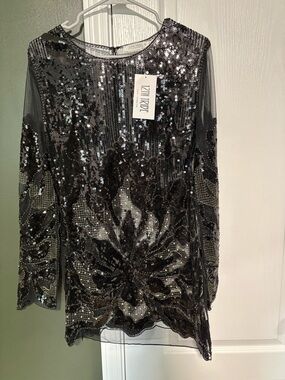 NWT Sheer Sequin 12th Tribe Small Mini Dress